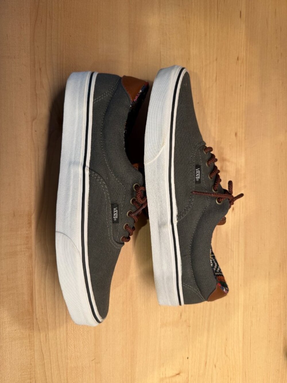 Vans Era 59 Charcoal Grey Canvas Brown Leather Accent Size 12